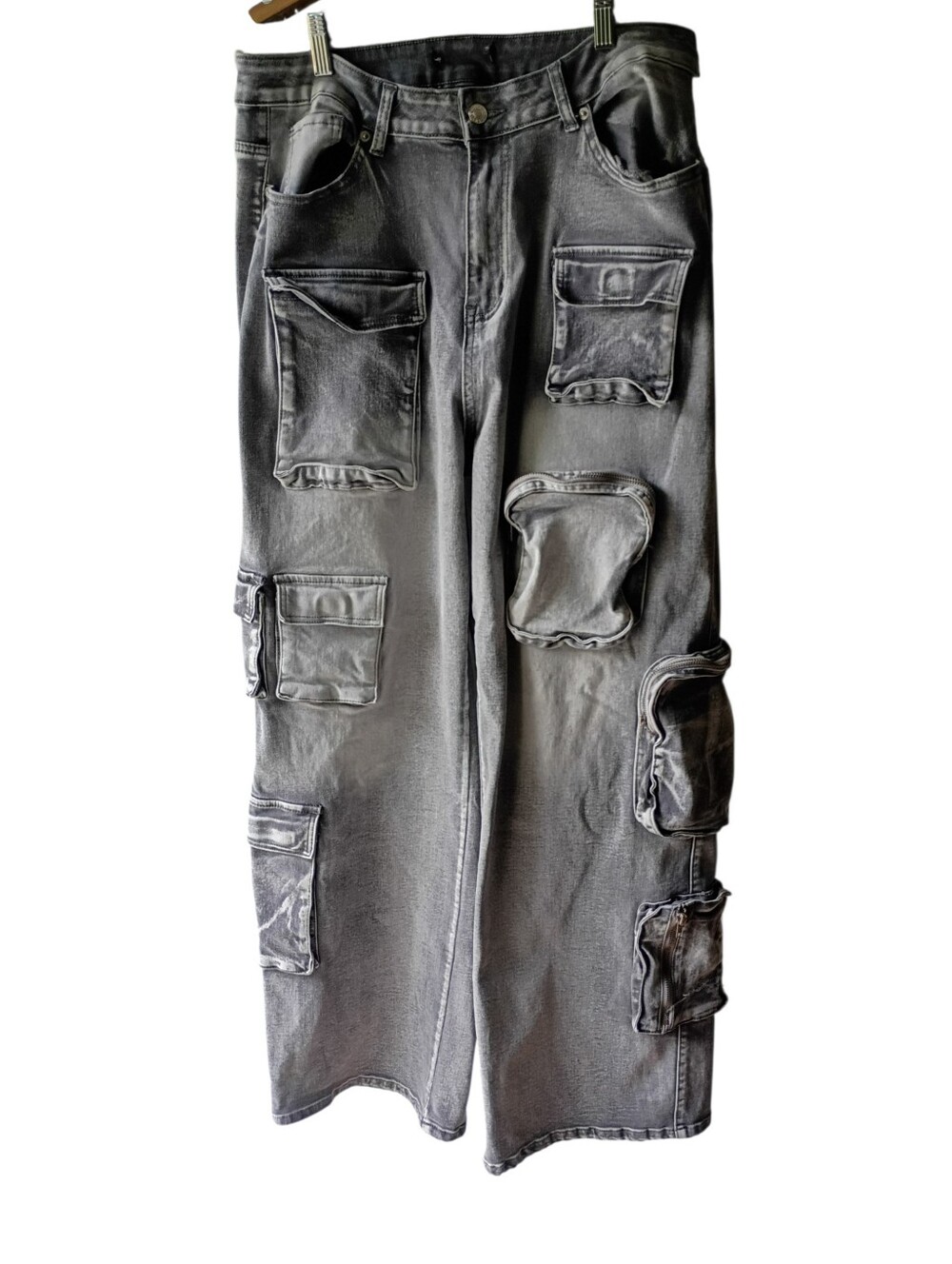 Madrag Y2K Grey Denim Multi Pocket Cargo Pants - Picture 2 of 7